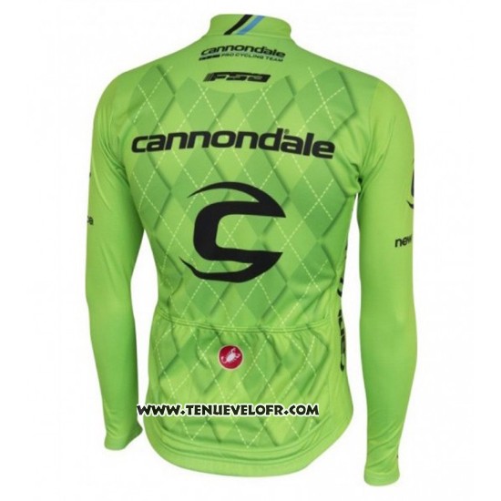 2016 Maillot Ciclismo Cannondale Noir et Vert Manches Longues et Cuissard